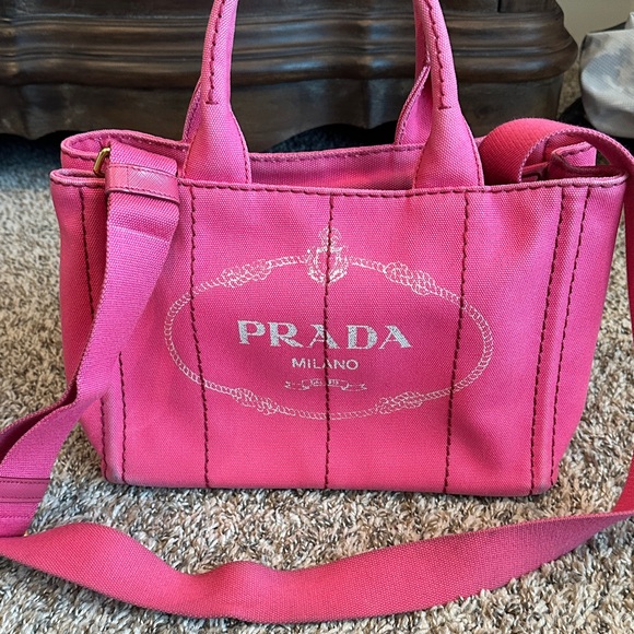 Prada pink Canapa Tote with Strap - Picture 1 of 16